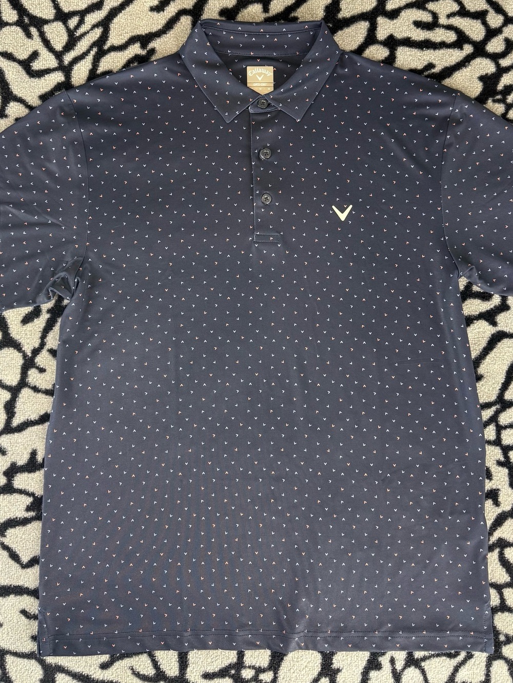 Callaway Navy Polo with Tiny White & Red Micro Dots